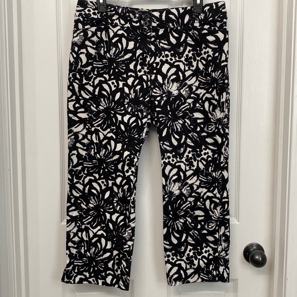 Emma James Stretch Capri Black White Size 10 - Picture 1 of 12